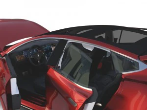 tesla model s 2016 red with interior 3D Model