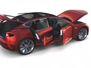 tesla model s 2016 red with interior 3D Model