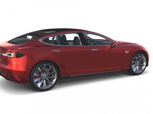 tesla model s 2016 red with interior 3D मॉडल