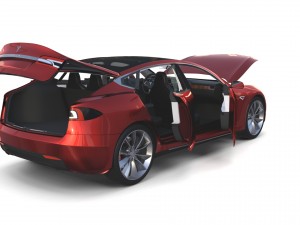 tesla model s 2016 red with interior 3D मॉडल