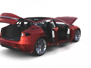 tesla model s 2016 red with interior 3D Model