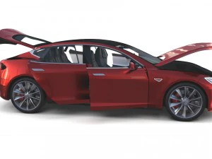tesla model s 2016 red with interior 3D Model