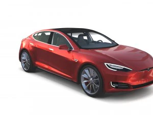 tesla model s 2016 red with interior 3D Model