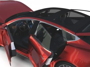 tesla model s 2016 red with interior 3D Model