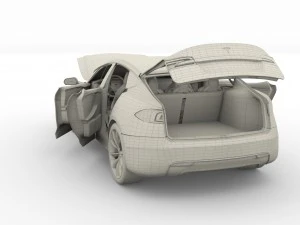 tesla model s 2016 red with interior 3D Model