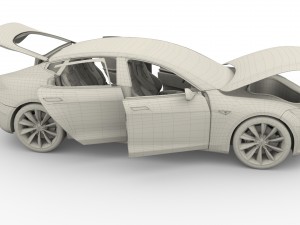 tesla model s 2016 red with interior 3D मॉडल