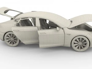 tesla model s 2016 red with interior 3D Model