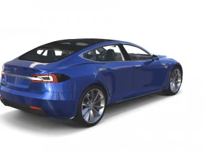 tesla model s 2016 blue with interior 3D Model