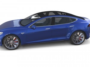 tesla model s 2016 blue with interior Modèle 3D