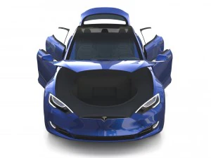tesla model s 2016 blue with interior 3D Model