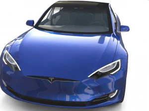 tesla model s 2016 blue with interior 3D Model