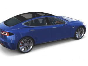 tesla model s 2016 blue with interior 3D Model