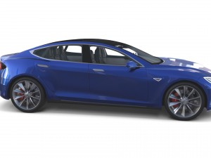 tesla model s 2016 blue with interior Modèle 3D
