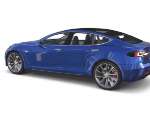 tesla model s 2016 blue with interior 3D Model