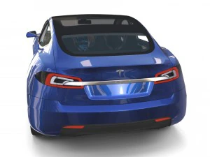 tesla model s 2016 blue with interior 3D Model