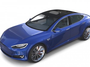 tesla model s 2016 blue with interior Modèle 3D