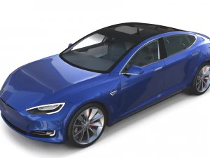 tesla model s 2016 blue with interior 3D Model