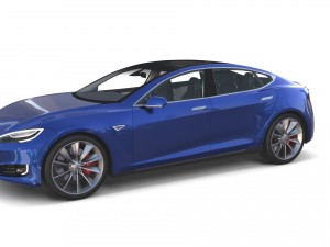 tesla model s 2016 blue with interior Modèle 3D
