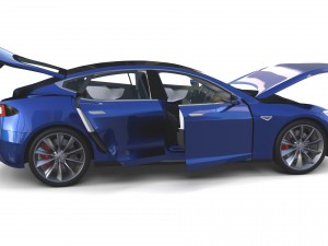 tesla model s 2016 blue with interior Modèle 3D