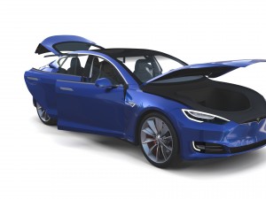 tesla model s 2016 blue with interior Modèle 3D