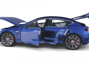 tesla model s 2016 blue with interior Modèle 3D