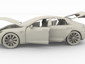 tesla model s 2016 blue with interior Modèle 3D