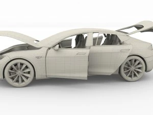 tesla model s 2016 blue with interior 3D Model