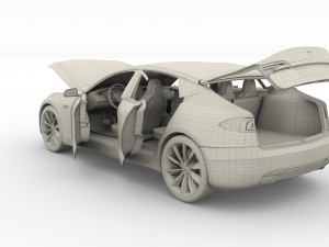 tesla model s 2016 blue with interior Modèle 3D