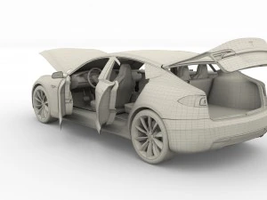 tesla model s 2016 blue with interior 3D Model