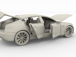 tesla model s 2016 blue with interior Modèle 3D