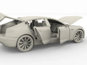 tesla model s 2016 blue with interior 3D Model