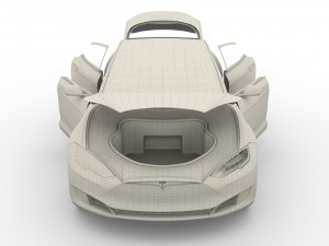 tesla model s 2016 blue with interior Modèle 3D