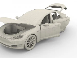 tesla model s 2016 blue with interior 3D Model