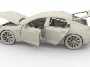 tesla model s 2016 blue with interior Modèle 3D