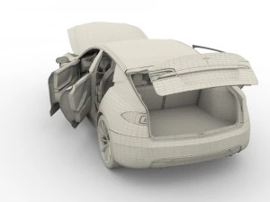 tesla model s 2016 blue with interior 3D Model
