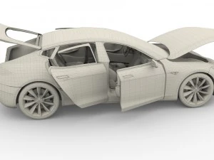 tesla model s 2016 blue with interior 3D Model