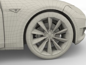 tesla model s 2016 blue with interior Modèle 3D