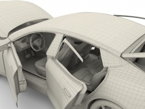 tesla model s 2016 blue with interior Modèle 3D