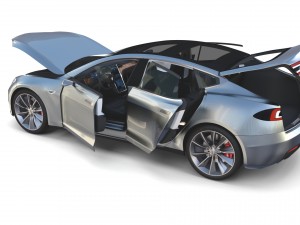 tesla model s 2016 silver with interior 3D Model