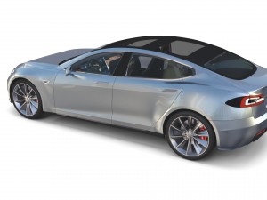 tesla model s 2016 silver with interior 3D Model