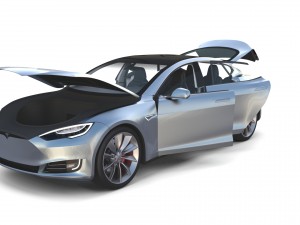 tesla model s 2016 silver with interior 3D Model