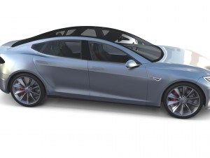 tesla model s 2016 silver with interior 3D Model