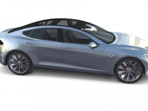 tesla model s 2016 perak dengan interior Model 3D