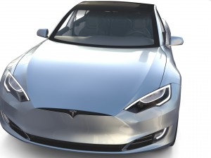 tesla model s 2016 silver with interior 3D Model