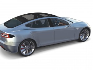 tesla model s 2016 silver with interior 3D Model