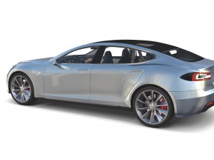 tesla model s 2016 silver with interior 3D Model