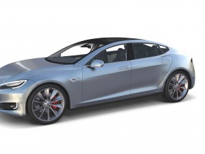 tesla model s 2016 silver with interior 3D Model