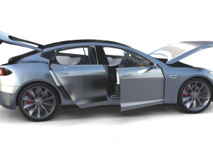 tesla model s 2016 silver with interior 3D Model