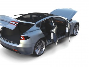 tesla model s 2016 silver with interior 3D Model