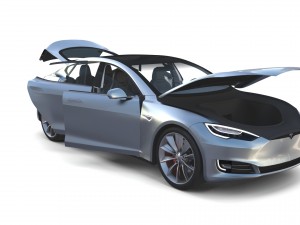 tesla model s 2016 silver with interior 3D Model